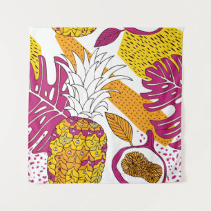 Tapete De Parede Flores e frutas tropicais, impressão exótico bri