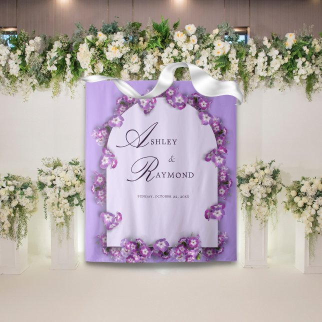 Tapete De Parede Flores Elegantes Modernas de Lilás Roxo Luar Arco (Criador carregado)