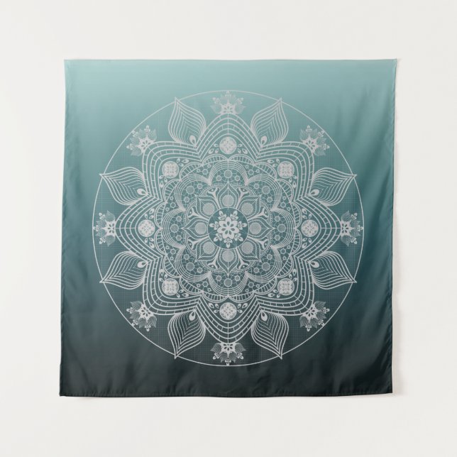 Tapete De Parede Flores, Folhas, Palácio Branco Mandala Floral no T (Frente)