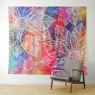 Tapete De Parede Flores Mandala Boêmias Aquarela