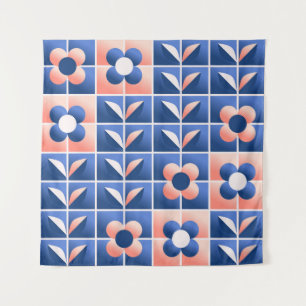 Tapete De Parede Flores retrorestilizadas: padrão mosaico.