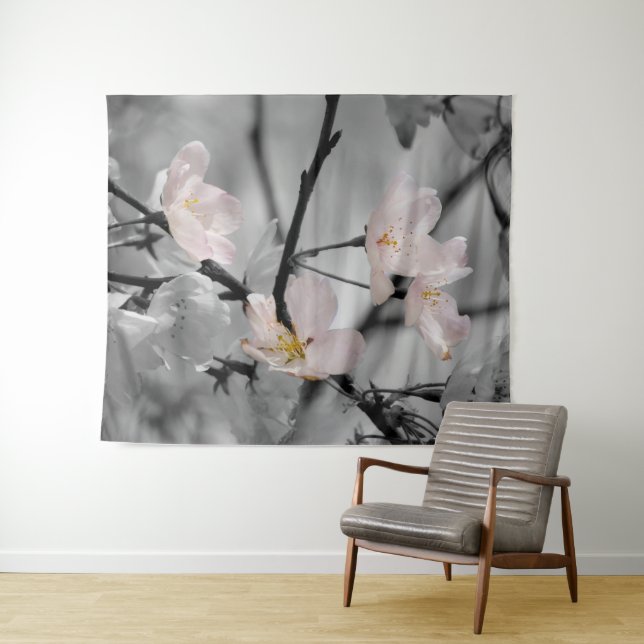 Tapete De Parede Flores rosa e Cinzas (In Situ (Horizontal))