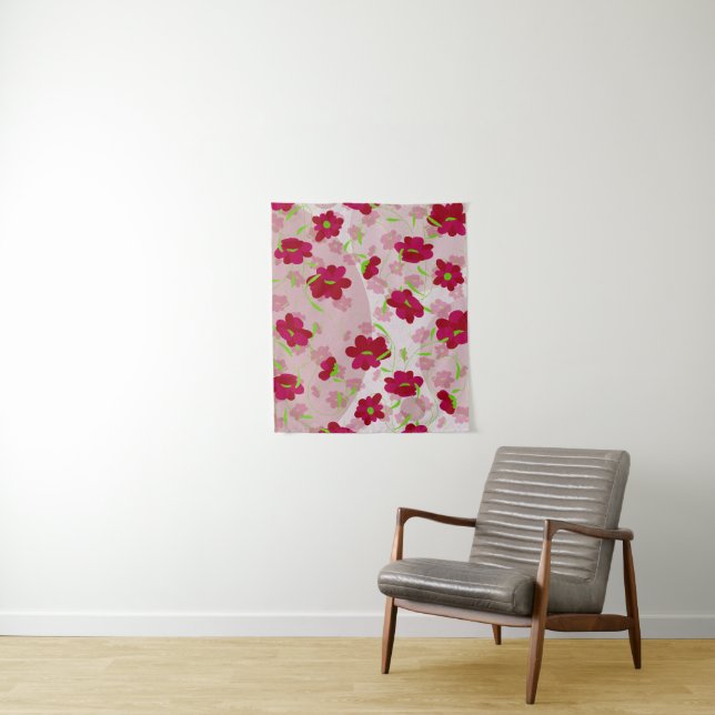 Tapete De Parede Flores Rosa e Vermelha - Floral (In Situ)