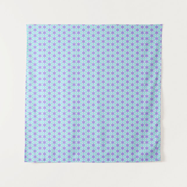 Tapete De Parede Flores roxas com Aquamarine e Pétalas Rosa (Frente)