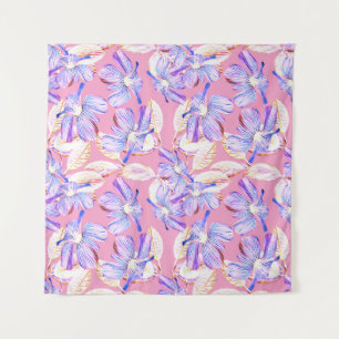 Tapete De Parede Flores Roxas: Elegância Floral Por Aquarelas.