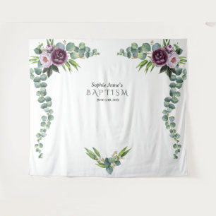 Tapete De Parede Flores Roxo Malva Eucalipto Prop Batismo