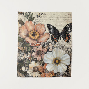 Tapete De Parede Flores russas e borboletas - Papel envelhecido (14