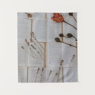 Tapete De Parede Flores secas em livros