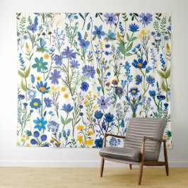 Tapete De Parede Flores silvestres Russas do Jardim Azul