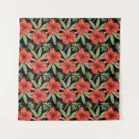 Flores tropicais vermelhas Folhas verdes