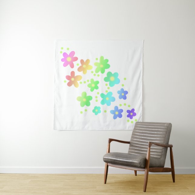 Tapete De Parede Flores Whimsical Rainbow (In Situ)