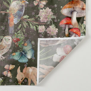 Tapete De Parede Floresta aventura aquarela animais e cogumelos