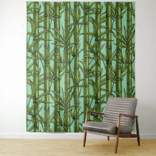Tapete De Parede Floresta de bambu em azul claro