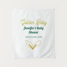 Tapete De Parede Floresta encantada de folhas verdes em dourado fal