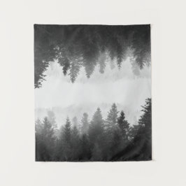 Tapete De Parede Floresta espelhada de neblina branca e negra