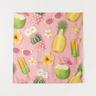 Tapete De Parede Flowers and exotic fruits vintage seamless pattern