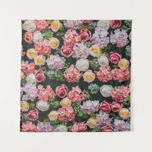 Tapete De Parede Flowers wall background vintage style.  (Frente)