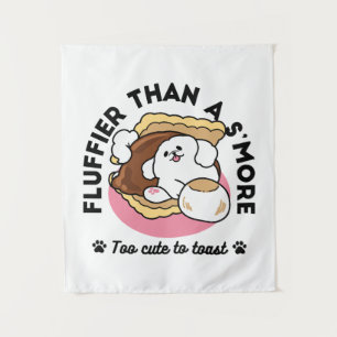 Tapete De Parede Fluffier Tha S’more - Cute Dog and Dessert Pun