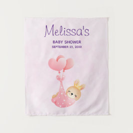 Tapete De Parede Fofa Bunny Bebê em um Cobertor de Coração Chá de B