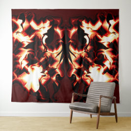 Tapete De Parede Fogo esculpida sobre fundo vermelho mais escuro