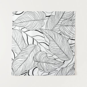 Tapete De Parede Folhagem sem costura, folhas longas, tinta de arte