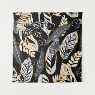 Tapete De Parede Folhagem Tropical: Padrão de Vintagem Escura