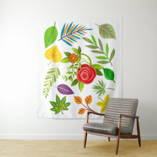 Tapete De Parede Folhas da Selva em Flor com Flor Botânica