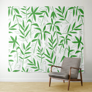 Tapete De Parede Folhas de bambu verde padrão japonês