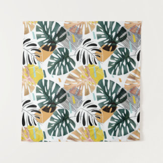 Tapete De Parede Folhas de palma tropical: elementos decorativos.