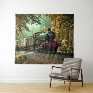 Tapete De Parede Folhas de queda da locomotiva do comboio