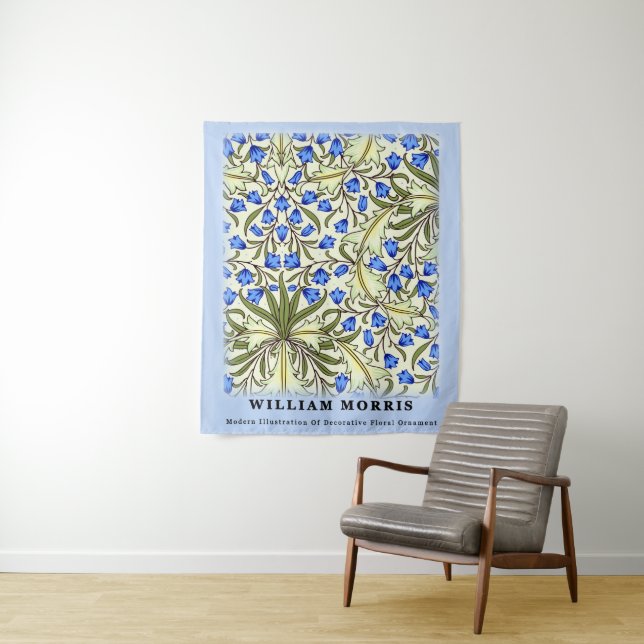 Tapete De Parede Folhas Florais Azuis Modernas de William Morris (In Situ)