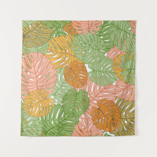 Tapete De Parede Folhas tropicais de monstera, coloridas e sem cost