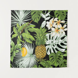 Tapete De Parede Folhas tropicais e frutas, sem costura
