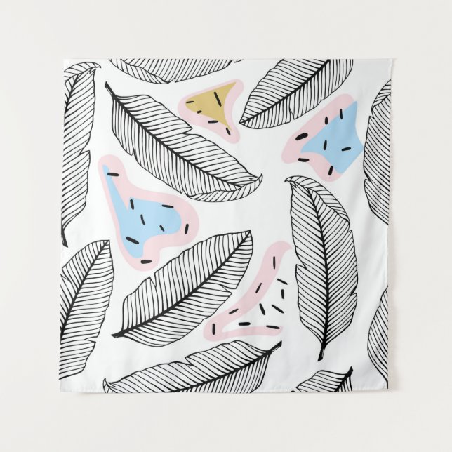 Tapete De Parede Folhas tropicais. Padrão botânico uniforme. Vinta (Frente)