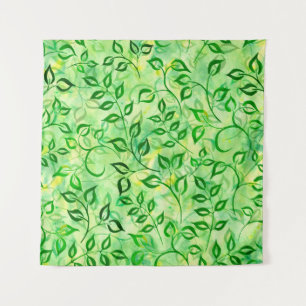 Tapete De Parede Folhas verde-aquarela num fundo amarelo-esverdeado