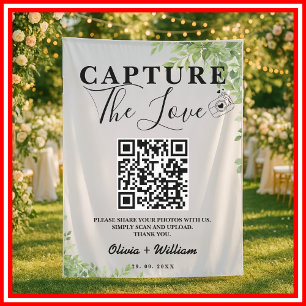 Tapete De Parede Folhas Verde Salvia Capturam o Amor QR Casamento