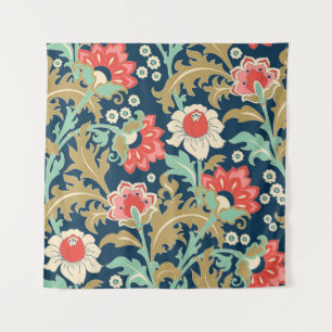 Tapete De Parede Folk Floral Colorido: Desenho Mão