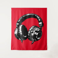 Fones de ouvido de música negra dançam sinal de ar