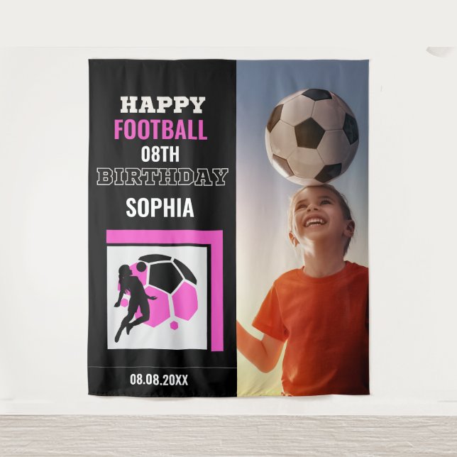 Tapete De Parede Football Birthday, Football Girl Player Backdrops (Frente)