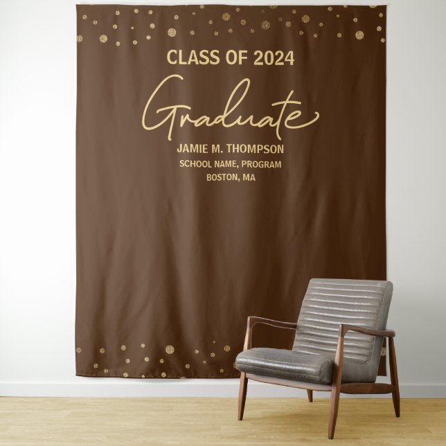Tapete De Parede Formatura da turma de 2024 Brown Gold backdrop (In Situ)