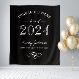 Tapete De Parede Formatura Personalizada 2025 Preto e Branco Elegan