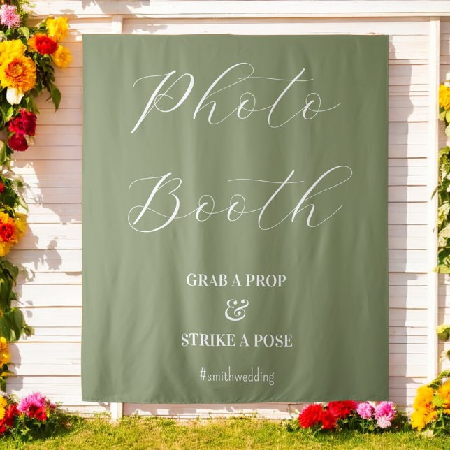 Tapete De Parede Foto Booth Wedding Sage Green (Criador carregado)