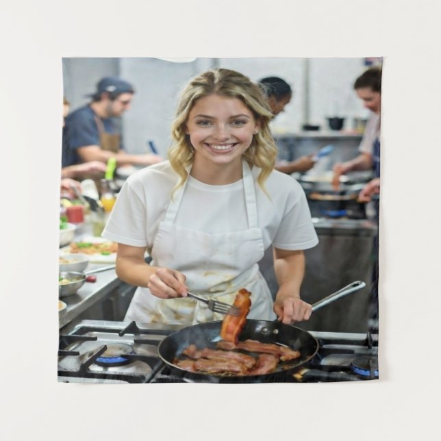 Tapete De Parede Foto de Bacon Cozinhando Personalizar (Frente)