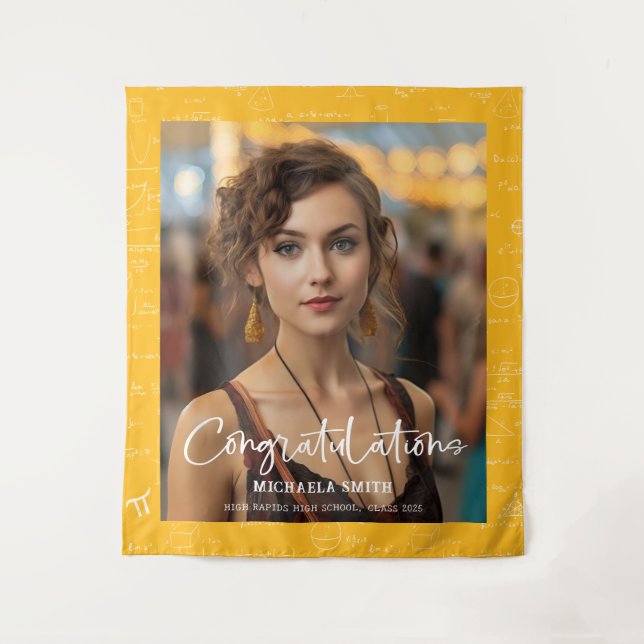 Tapete De Parede Foto de Felicitações de Matemática Amarela Elegant (Frente)