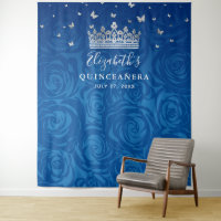 Foto de Quinceanera Floral Real Azul e Prata