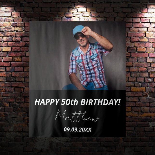 Tapete De Parede Foto personalizada cara branca preta 50º aniversár (Criador carregado)