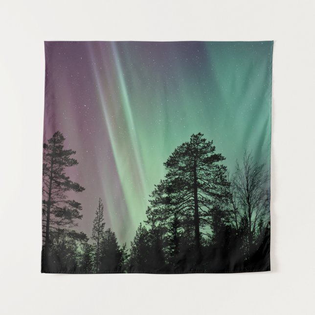 TAPETE DE PAREDE FOTO SILHOUETTE DA AURORA BOREALIS (Frente)