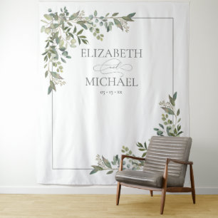 Tapete De Parede Fotografia de casamento verde-sage botânico de euc