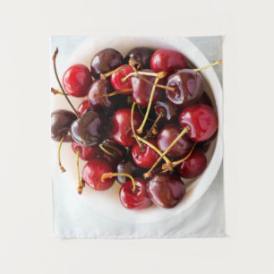 Tapete De Parede Fotografia de Cerejas Vermelhas Frescas numa Tigel