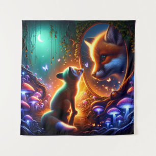 Tapete De Parede Fox Cub e sua majestosa reflexão